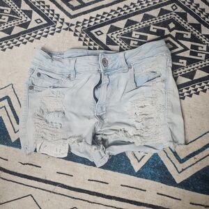 American Eagle Outfitters Light Blue Distressed Denim Shorts